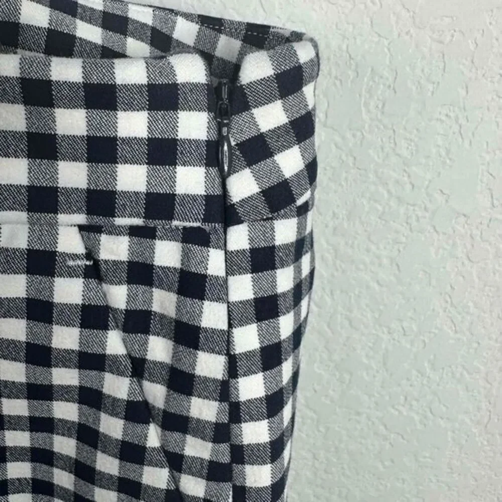 J. Crew Pants Womens Size 2 Blue White Gingham Plaid Straight Leg Ankle‎ Career